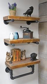 img 2 attached to 🔩 Industrial Pipe Floating Shelving - NACH qa-1008 with Natural Wood Finish