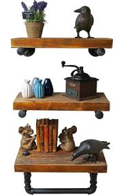 img 3 attached to 🔩 Industrial Pipe Floating Shelving - NACH qa-1008 with Natural Wood Finish