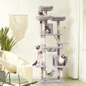 img 2 attached to Ultimate Luxury for Indoor Cats: Heybly XXL Cat Tree Tower - 73 inches of Multilevel Cat Furniture with Plush Perch, Cozy Basket, and Scratching Posts