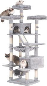 img 4 attached to Ultimate Luxury for Indoor Cats: Heybly XXL Cat Tree Tower - 73 inches of Multilevel Cat Furniture with Plush Perch, Cozy Basket, and Scratching Posts