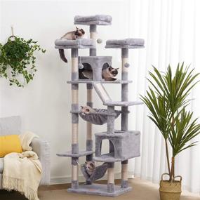 img 3 attached to Ultimate Luxury for Indoor Cats: Heybly XXL Cat Tree Tower - 73 inches of Multilevel Cat Furniture with Plush Perch, Cozy Basket, and Scratching Posts