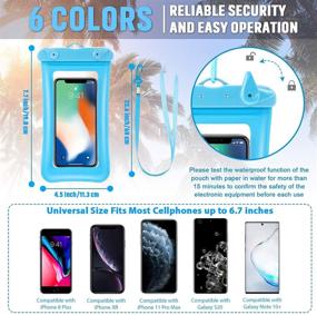 img 3 attached to 📱 6-Piece Floatable Waterproof Phone Pouch: Floating Cell Phone Case with Lanyard | Universal Cellphone Dry Bag for Smartphones up to 6.5 Inch | Purple, Blue, Rose Red, White, Black, Yellow Options