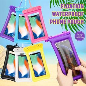 img 1 attached to 📱 6-Piece Floatable Waterproof Phone Pouch: Floating Cell Phone Case with Lanyard | Universal Cellphone Dry Bag for Smartphones up to 6.5 Inch | Purple, Blue, Rose Red, White, Black, Yellow Options