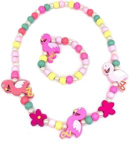 img 3 attached to Elesa Miracle 6 Sets Little Girl Party Favor: Princess Unicorn & Flamingo Beaded Necklace and Bracelet Set