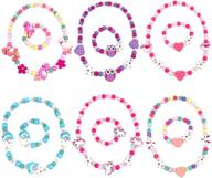 elesa miracle 6 sets little girl party favor: princess unicorn & flamingo beaded necklace and bracelet set logo