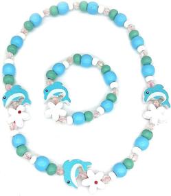 img 1 attached to Elesa Miracle 6 Sets Little Girl Party Favor: Princess Unicorn & Flamingo Beaded Necklace and Bracelet Set