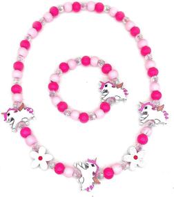 img 2 attached to Elesa Miracle 6 Sets Little Girl Party Favor: Princess Unicorn & Flamingo Beaded Necklace and Bracelet Set