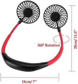 img 1 attached to 🌀 Black Portable Neck Fan with 360° Rotation, USB Fan Color Changing LED, Aromatherapy, Lower Noise and Strong Airflow - Headphone Design for Sport, Outdoor, Travel, Office, and Home