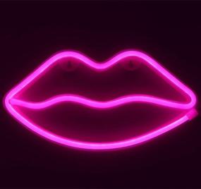 img 4 attached to 💋 AUSAYE LED Neon Light in Lip Shape - Perfect Party Supplies, Girls Room Decor, Table Décor, Children Kids Gift (Pink)