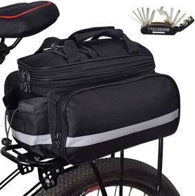 img 4 attached to 🚲 Waterproof Bike Bag Rear Trunk Bag with Shoulder Strap - Farway Bicycle Rack Bag, Reflective Trim, Zipper Pockets & Bottle Case - Including Bicycle Repair Accessories