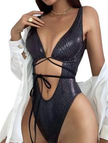 img 4 attached to 👙 Stunning Snakeskin Backless Swimsuit for Women at MakeMeChic - Stylish Women's Clothing