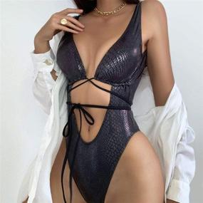 img 1 attached to 👙 Stunning Snakeskin Backless Swimsuit for Women at MakeMeChic - Stylish Women's Clothing