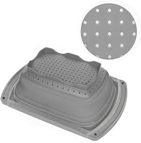 img 1 attached to 🍽️ QiMH Collapsible Colander, Extendable Handle Silicone Kitchen Strainer for Over The Sink, Veggies, Fruit, Pasta, 6-Quart, BPA-Free - Foldable Strainer for Efficient Kitchen Use