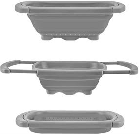 img 2 attached to 🍽️ QiMH Collapsible Colander, Extendable Handle Silicone Kitchen Strainer for Over The Sink, Veggies, Fruit, Pasta, 6-Quart, BPA-Free - Foldable Strainer for Efficient Kitchen Use