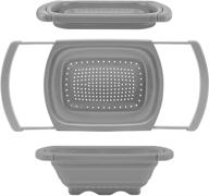 🍽️ qimh collapsible colander, extendable handle silicone kitchen strainer for over the sink, veggies, fruit, pasta, 6-quart, bpa-free - foldable strainer for efficient kitchen use logo