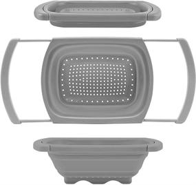 img 4 attached to 🍽️ QiMH Collapsible Colander, Extendable Handle Silicone Kitchen Strainer for Over The Sink, Veggies, Fruit, Pasta, 6-Quart, BPA-Free - Foldable Strainer for Efficient Kitchen Use