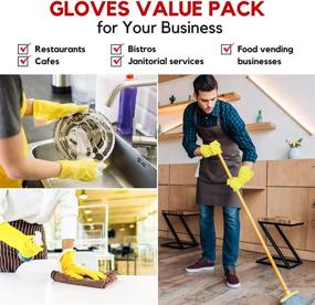 img 2 attached to 🧤 Rubber Dishwashing Gloves - Heavy Duty Yellow Flock Lined Kitchen Gloves for Effective Cleaning