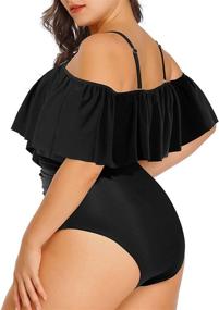 img 2 attached to 👙 Daci Women's Plus Size Flounce Off Shoulder Swimsuit with Tummy Control - One Piece Bathing Suit