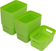 📦 glad plastic baskets - set of 12, organizing pantry storage for under counter, linen closet, and bathroom - nesting shelf bins with handles, 1 gallon, green - pack of 12 count логотип