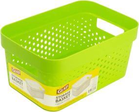 img 1 attached to 📦 Glad Plastic Baskets - Set of 12, Organizing Pantry Storage for Under Counter, Linen Closet, and Bathroom - Nesting Shelf Bins with Handles, 1 Gallon, Green - Pack of 12 Count