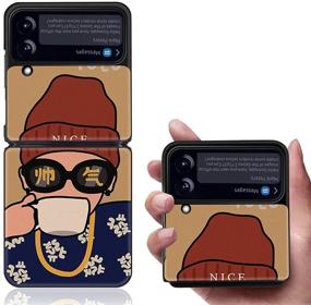 img 4 attached to 📱 Yatchen Luxury Leather Case for Samsung Galaxy Z Flip 3 - Dermatoglyph Design, Cute Pretty Landscape Painting - Hard PC Bumper Flip Protector for Galaxy Z Flip 3 5G 2021 (Boy)