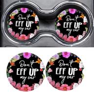 🌸 newcraft car coasters: cute floral auto accessories for women - 2 pack logo