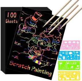 img 4 attached to 🎨 Vibrant Scratch Rainbow Stencils for Festive Celebrations - Christmas & Birthdays