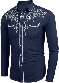 img 1 attached to 👔 COOFANDY Men's Shirts - Sleeve Embroidery 01 Black X Large Clothing