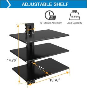 img 2 attached to 📺 PERLESMITH Floating Wall Mounted Shelf AV Mount - Hold up to 16.5lbs - Strengthened Tempered Glass DVD DVR Component Shelf - Ideal for DVD Players, TV Box and Cable Box (PSDSK3)