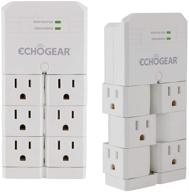 🔌 echogear on-wall surge protector - 6 pivoting ac outlets, 1080 joules surge protection - low profile design, easy installation over existing outlets - safeguard your electronics (white 2 pack) logo