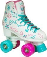 🛼 epic frost high-top roller skates - indoor/outdoor quad skates for women with 2 pairs of laces (pink & blue) logo