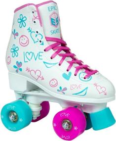 img 3 attached to 🛼 Epic Frost High-Top Roller Skates - Indoor/Outdoor Quad Skates for Women with 2 Pairs of Laces (Pink & Blue)