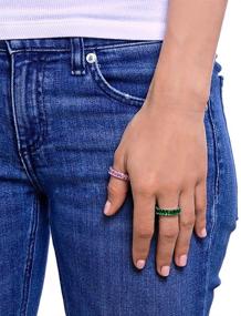 img 1 attached to 💍 Maya J Eternity Ring - Emerald-Cut, Featuring Handcrafted and Exquisite Gemstones for Fashionable Elegance