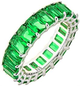 img 4 attached to 💍 Maya J Eternity Ring - Emerald-Cut, Featuring Handcrafted and Exquisite Gemstones for Fashionable Elegance