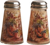 🧂 circleware 4 oz salt and pepper shaker jars - set of 2, metal lids, herb design logo