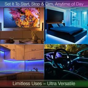 img 2 attached to 🌈 Enhance Your Space with Limitless Led Strip Lights – 32.8 FT, Unlimited Color, Sequence, Strobe, Music Sync – Compatible with Google Home & Alexa – Smart App Control, WiFi Controller, IR Remote – Dimmer, Timer, Easy 3M Peel Off Installation