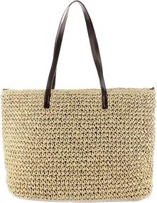 img 4 attached to Handbags Handwoven Natural Summer Shoulder Women's Handbags & Wallets and Totes