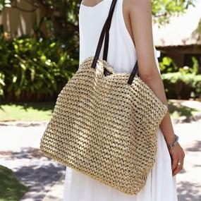 img 2 attached to Handbags Handwoven Natural Summer Shoulder Women's Handbags & Wallets and Totes