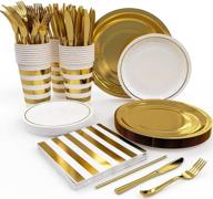 gold disposable dinnerware paper guests logo