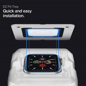 img 2 attached to 📱 Стеклянная пленка Spigen ProFlex EZ FIT 44 мм для Apple Watch 6, SE, 5 и 4 - 2 шт.: максимальная защита для вашего устройства