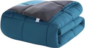 img 4 attached to 🛌 Ультра теплое пушистое пуховое одеяло - Mohap Comforter Full Teal, Легкий премиум бязевый микрофибр, 250 г/м², мягкий и комфортный двуцветный бирюзовый