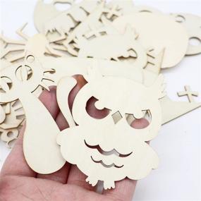 img 2 attached to 60 Pcs VEYLIN Halloween Wooden Ornaments, Unfinished Hanging Ornaments for Halloween Party Supplies