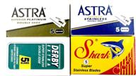 🪒 astra-derby-shark double edge razor blades sampler: 20 blades for superior shaving experience logo