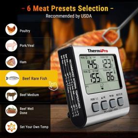 img 1 attached to 🔥 ThermoPro TP-17 Digital Cooking Meat Thermometer with Dual Probes, Large LCD Backlight, Timer Mode - Ideal for Smoker, Kitchen, Oven, BBQ - Silver