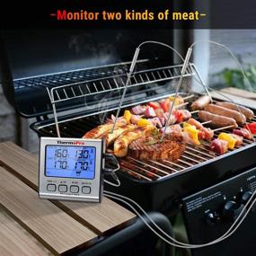 img 3 attached to 🔥 ThermoPro TP-17 Digital Cooking Meat Thermometer with Dual Probes, Large LCD Backlight, Timer Mode - Ideal for Smoker, Kitchen, Oven, BBQ - Silver