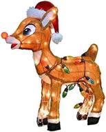 🎅 rudolph the red nosed reindeer pre-lit 3d yard art decoration: illuminate your outdoor holiday display! logo