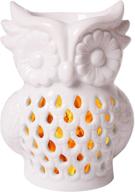 🦉 ceramic tea light holder - white owl shape | aromatherapy essential oil burner & diffuser for tea light | home decoration - daughter's gift логотип