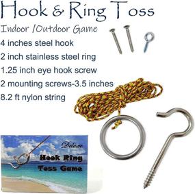 img 3 attached to 🎯 JAC&MOK Outdoor Indoor Games - Hook and Ring Toss Set with Enhanced Hardware, Durable Nylon String - Fun Ring Toss Toys