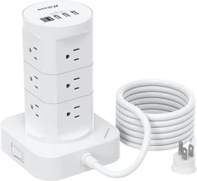 img 4 attached to 💡 12-Outlet Surge Protector Power Strip Tower with 4 USB Ports (including 1 USB C) - 6FT Heavy Duty Extension Cord, Flat Plug, Multi Plug Outlet Extender with Overload Protection for Home Office