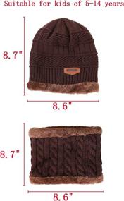 img 3 attached to Kids Winter Hat and Scarf Set with Fleece Lining - T WILKER 2Pcs Cap for 5-14 Year Old Boys Girls